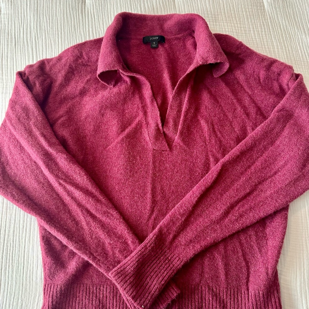 J. Crew Women’s Size Small V-Neck Soft Mauveberry Sweater Quiet Luxury